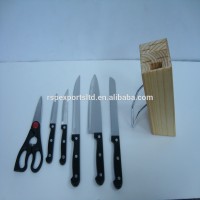 7 pieces Kitchen Knives Set In Rubber Wooden Holder kitchenware and houseware