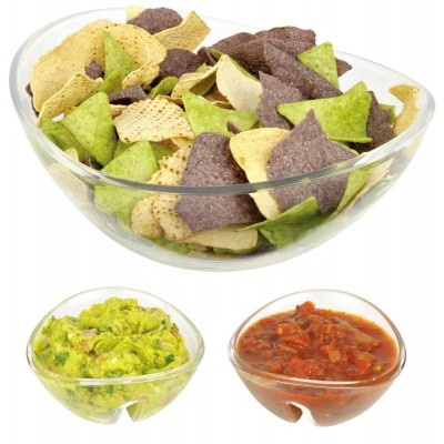 Wholesale Reusable Plastic Salad Bowl Clear Chip Dip Bowl Plate